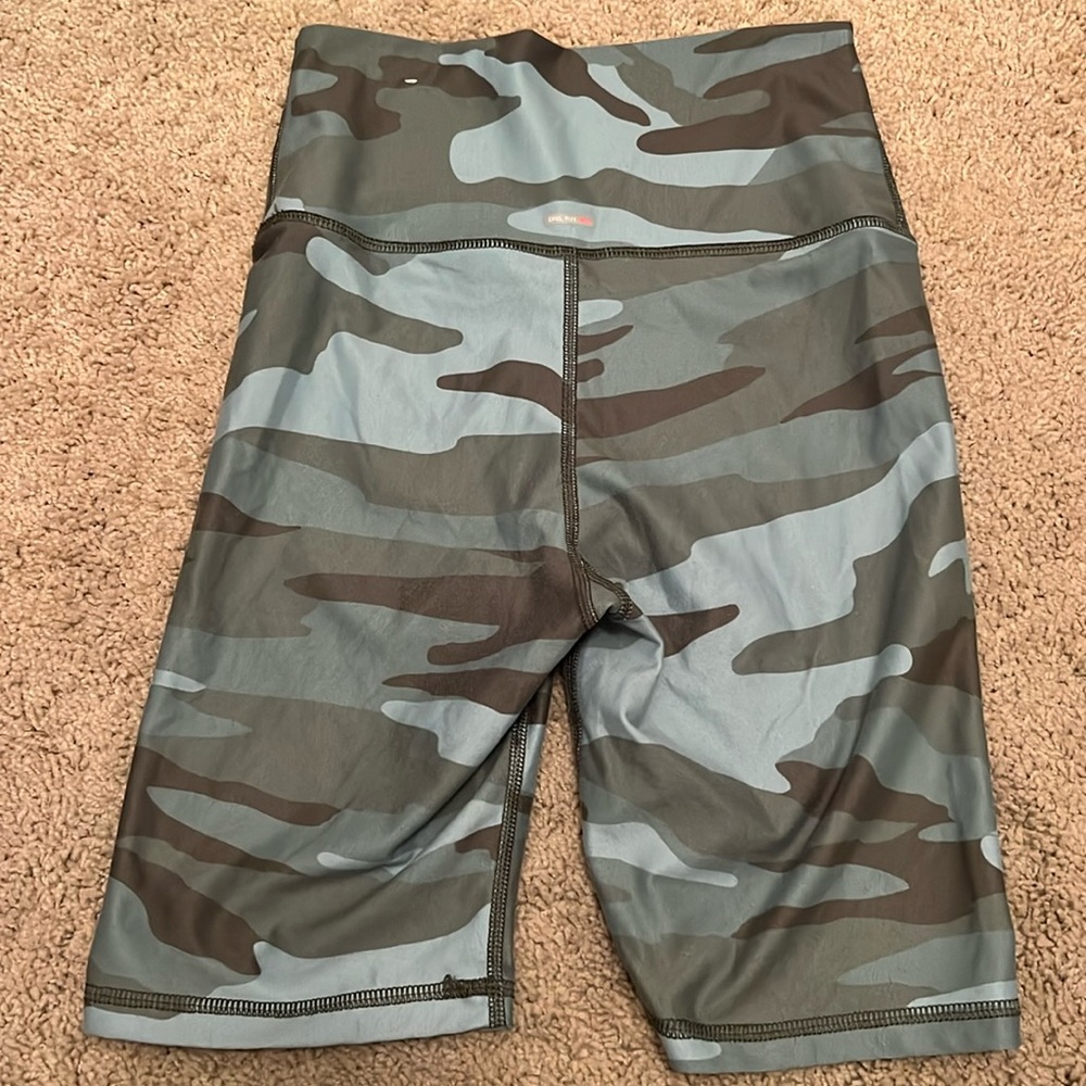 Aerie Small Blue Green Camo Workout Athletic Bike Shorts